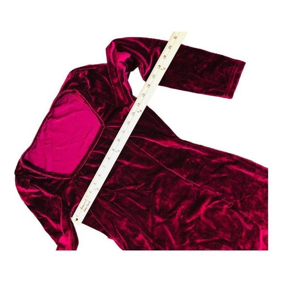 2519 Women's Sz Small Wine Velvet Velour Bodycon Dress Long Sleeve - Picture 2 of 6